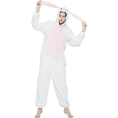 Бял заек Onesie за възрастни